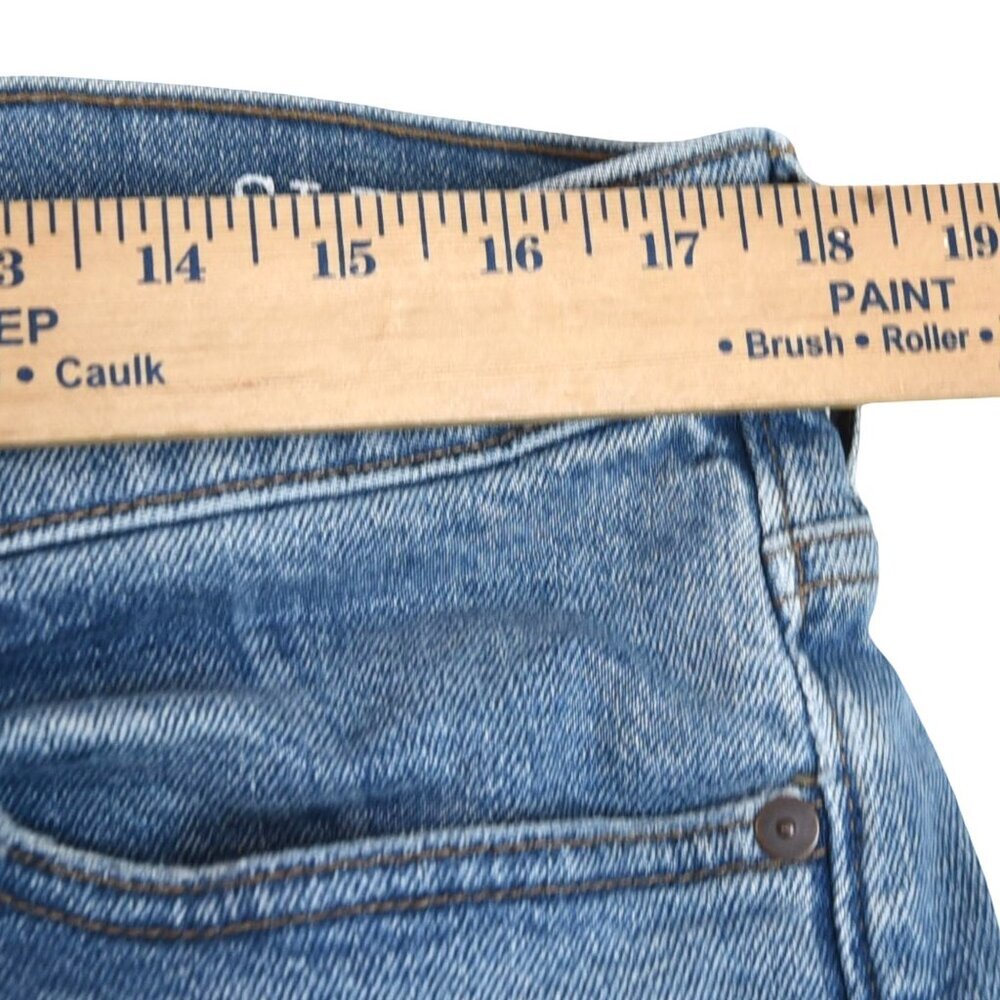 Madewell Slim Fit Raw Hem Jeans Blue Distressed Crop Ankle Fray Minimalist 35" - Picture 7 of 12